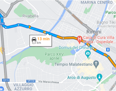 Percorso di 13 minuti da Q Hotel alla Fiera di Rimini.